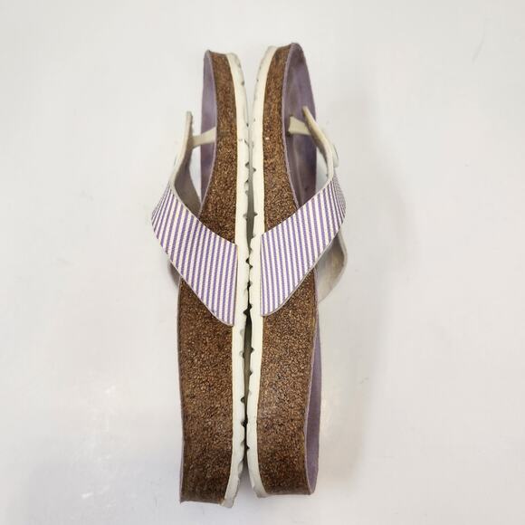 Birkis Birkenstock Martina Toe Post Sandal Women Size 38 US 7 Purple Stripe - Picture 7 of 8